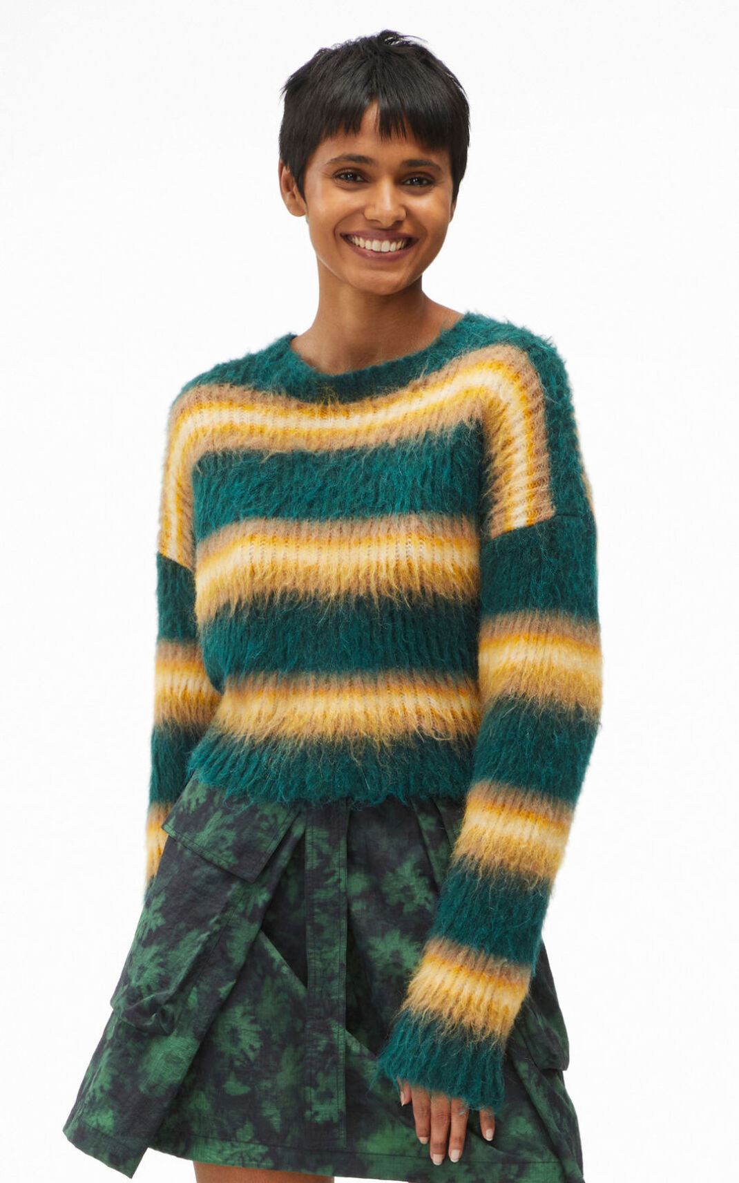 Kenzo Cropped striped alpaca Jerseys Mujer Verde Oscuro | 4068521-YJ